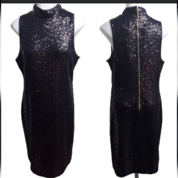 18☆Kensie Black Shimmer Sleeveless Sequin Cocktail Party Date Dress - Picture 5 of 13